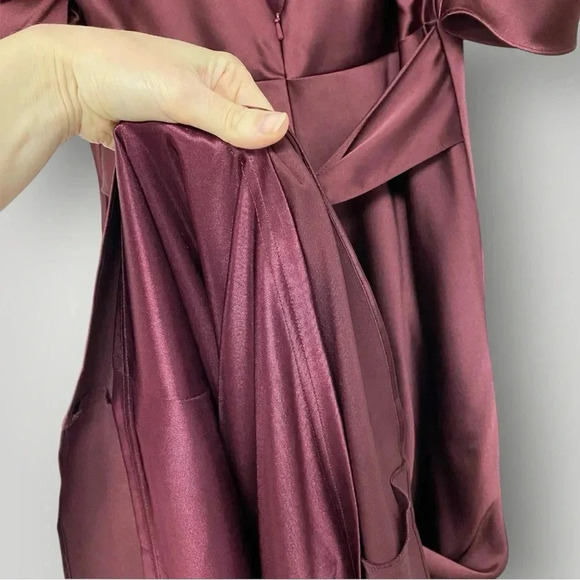 REVERLY Maya Satin Dress in Cabernet Sz 8 - Picture 9 of 13
